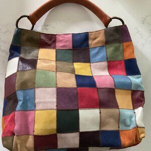 Lucky Brand Multi-Colored Multicolored Boho Patchwork Bag Shoulder Tote Rare